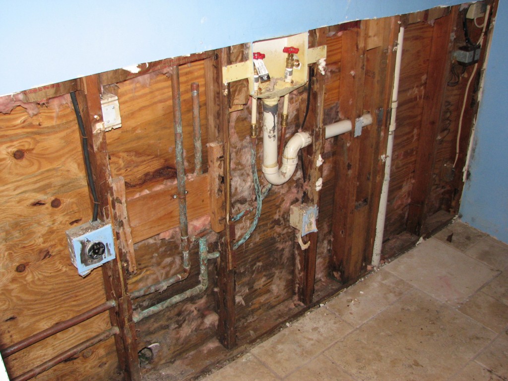 Water damage drywall repair before photo