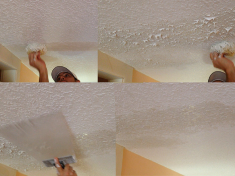 How to use a sponge to match knockdown texture on a ceiling repair 