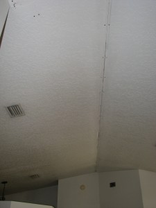 Vaulted Ceiling Tape Joint Repair by Peck Drywall and Painting Interior painting and repairs.