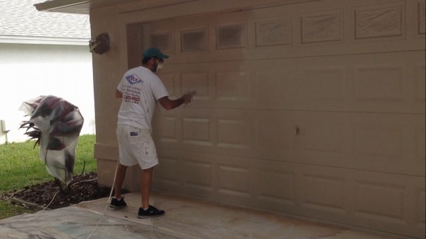 Garage Door Painting-First Coat